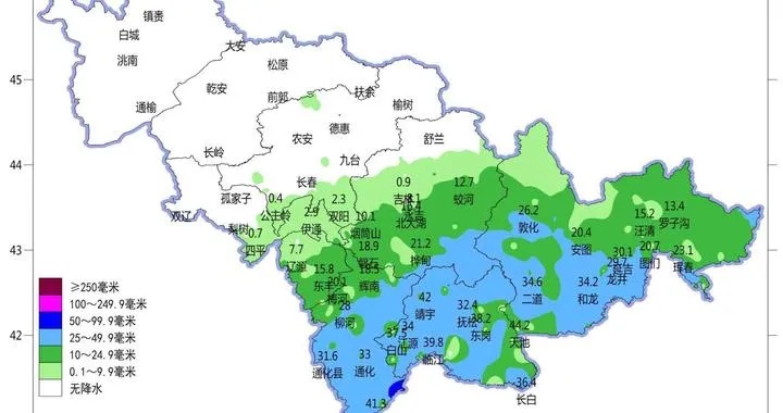 5月5日白天开始吉林省中东部出现降水，<em>南部</em>出现中到大雨，部分乡镇出现暴雨