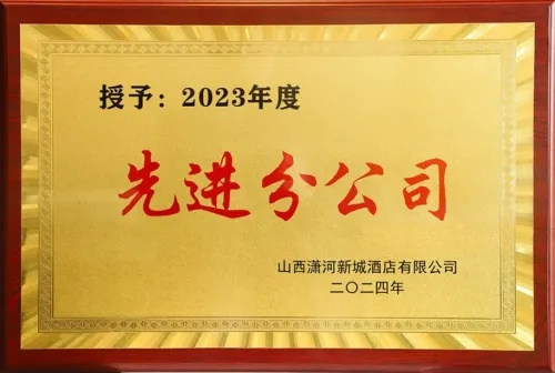 <em>山西</em>潇河新城万达锦华酒店荣获2023年度“先进分公司”奖项