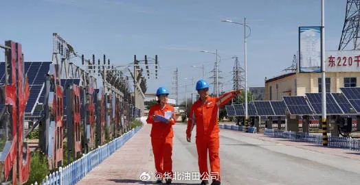 <em>任东</em>220千伏变电站，华北油田新能源光伏示范基地，开始进行日常光伏巡检。​​​​